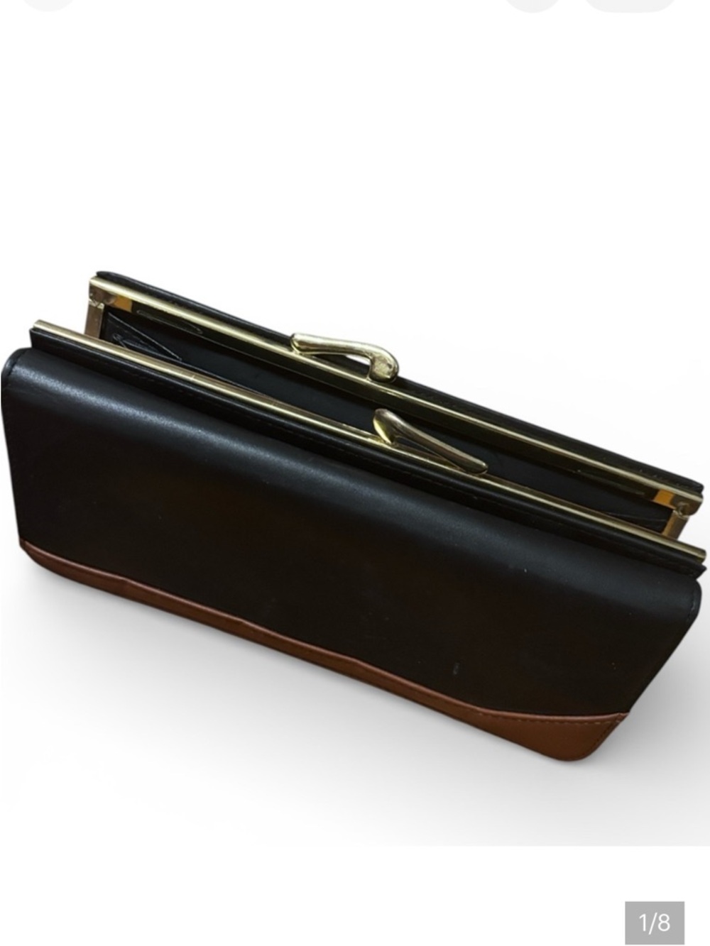 Vintage Buxton Leather Black and Brown Wallet Clutch
